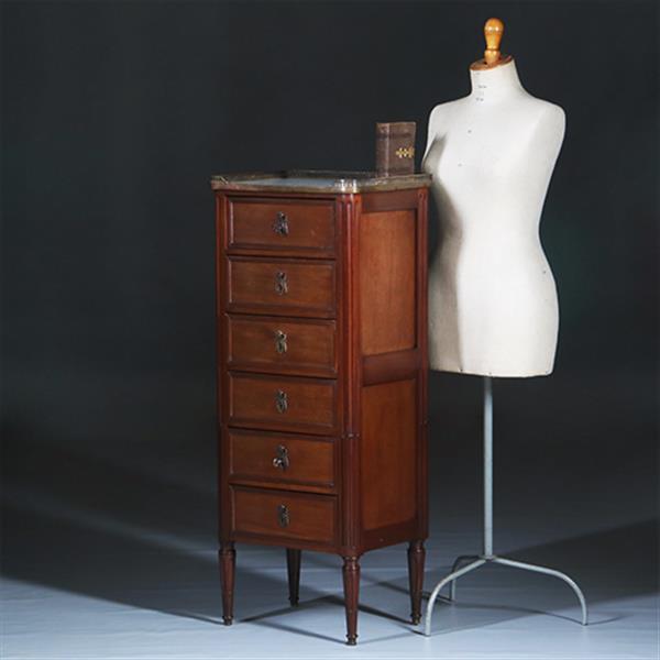 Grote foto smalle hoge franse ladekast louis seize stijl ca 1890 no.300225 antiek en kunst stoelen en banken