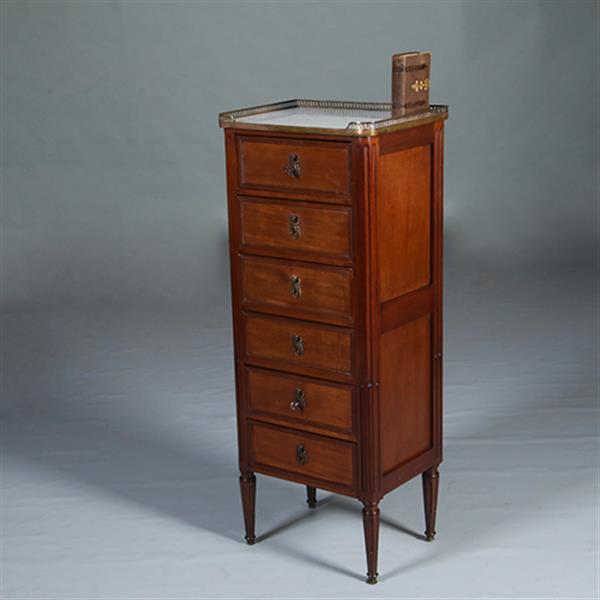 Grote foto smalle hoge franse ladekast louis seize stijl ca 1890 no.300225 antiek en kunst stoelen en banken