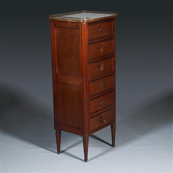 Grote foto smalle hoge franse ladekast louis seize stijl ca 1890 no.300225 antiek en kunst stoelen en banken