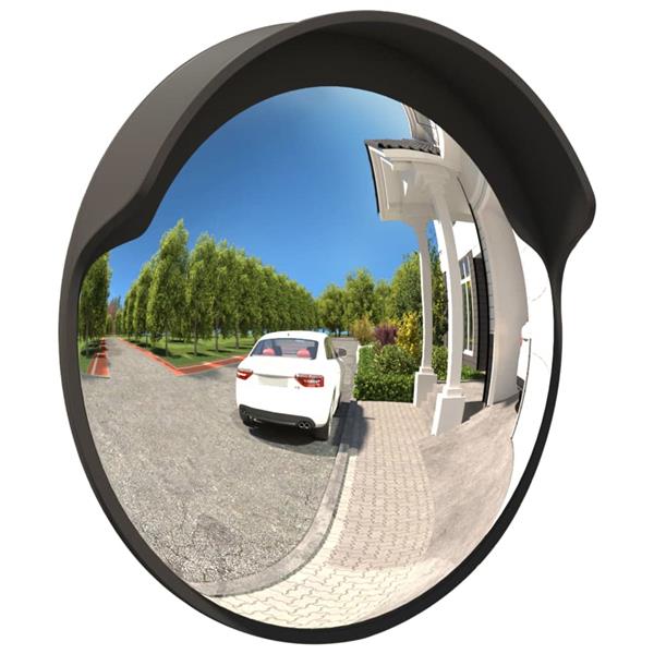 Grote foto vidaxl verkeersspiegel voor buiten convex 45 cm polycarbonaat zwart huis en inrichting woningdecoratie