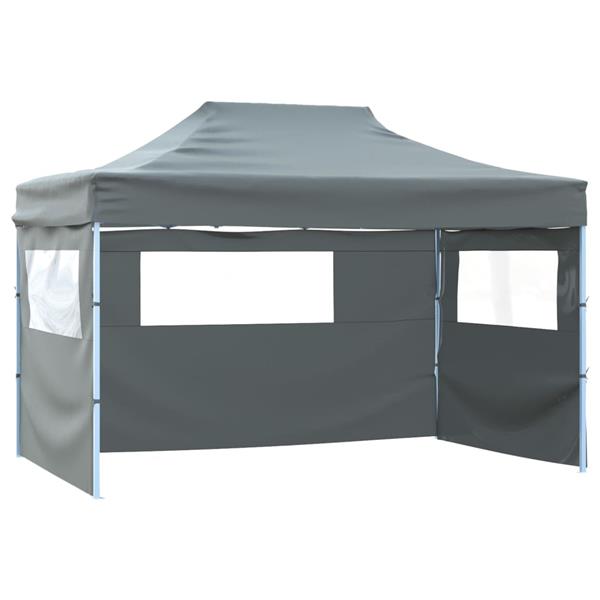 Grote foto vidaxl vouwtent pop up met 4 zijwanden 3x4 5 m antraciet tuin en terras overige tuin en terras