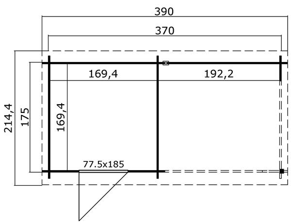Grote foto blokhut met overkapping jelle 370x175 vuren tuin en terras tuinhuisjes en blokhutten