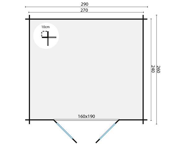 Grote foto blokhut mila 250x250 onbehandeld vuren tuin en terras tuinhuisjes en blokhutten