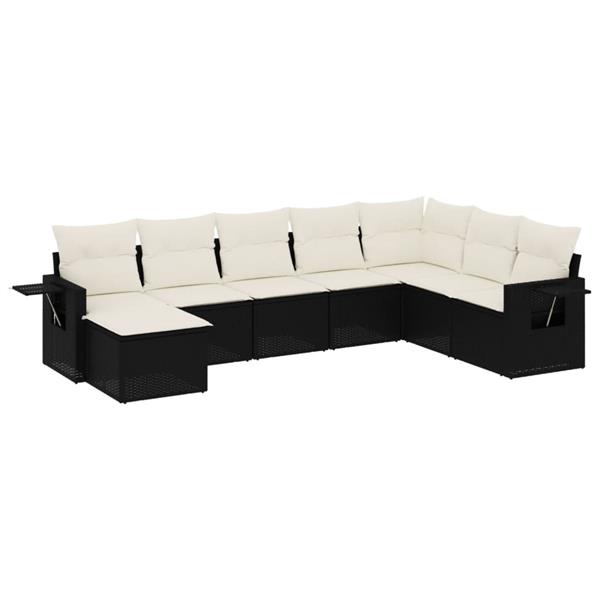 Grote foto vidaxl 8 delige loungeset met kussens poly rattan zwart tuin en terras tuinmeubelen