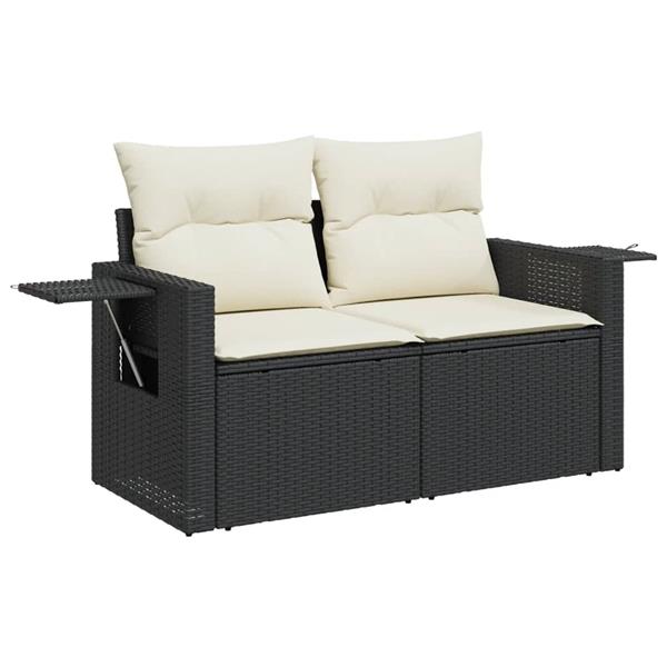 Grote foto vidaxl 8 delige loungeset met kussens poly rattan zwart tuin en terras tuinmeubelen
