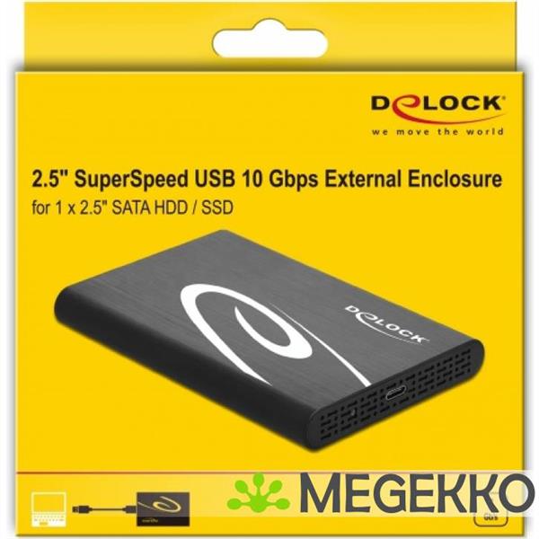 Grote foto delock 42610 externe behuizing voor 2 5 sata hdd ssd met superspeed usb 10 gbps usb 3.1 gen 2 computers en software behuizingen en kasten