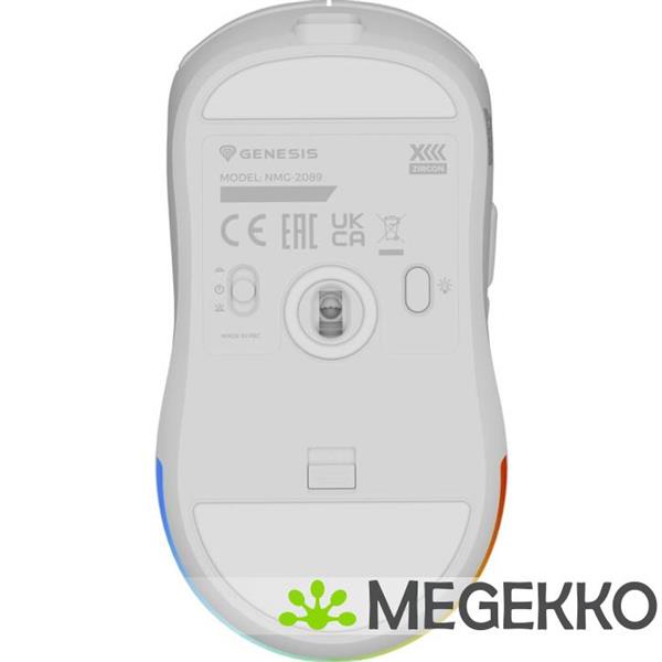 Grote foto genesis nmg 2090 zircon xiii gaming muis ambidextrous rf wireless usb type c wit computers en software overige computers en software