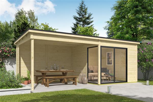 Grote foto blokhut met overkapping julia 295x295 vuren tuin en terras tuinhuisjes en blokhutten