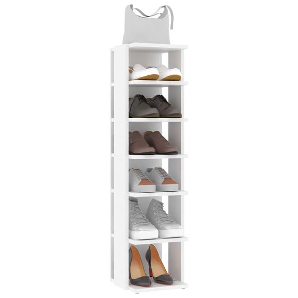 Grote foto vidaxl schoenenkast 27 5x27x102 cm bewerkt hout wit huis en inrichting overige