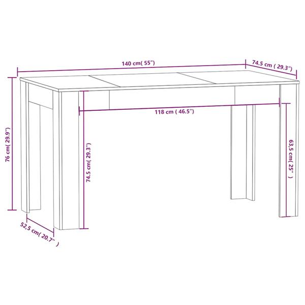 Grote foto vidaxl eettafel 140x74 5x76 cm spaanplaat zwart huis en inrichting eettafels