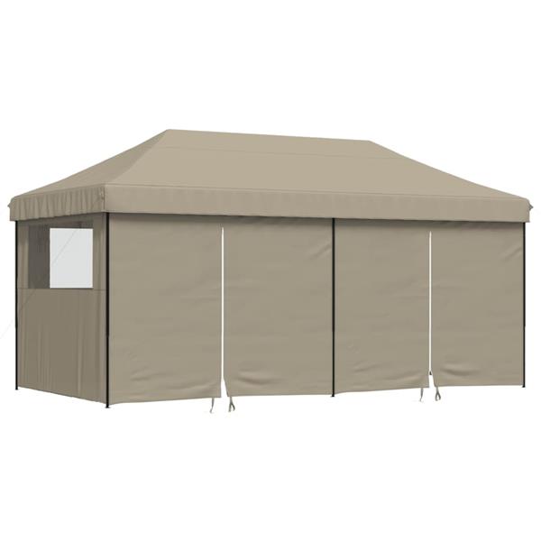 Grote foto vidaxl partytent inklapbaar pop up met 4 zijwanden taupe tuin en terras overige tuin en terras