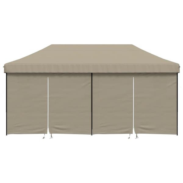 Grote foto vidaxl partytent inklapbaar pop up met 4 zijwanden taupe tuin en terras overige tuin en terras