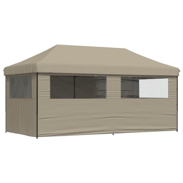 Grote foto vidaxl partytent inklapbaar pop up met 4 zijwanden taupe tuin en terras overige tuin en terras