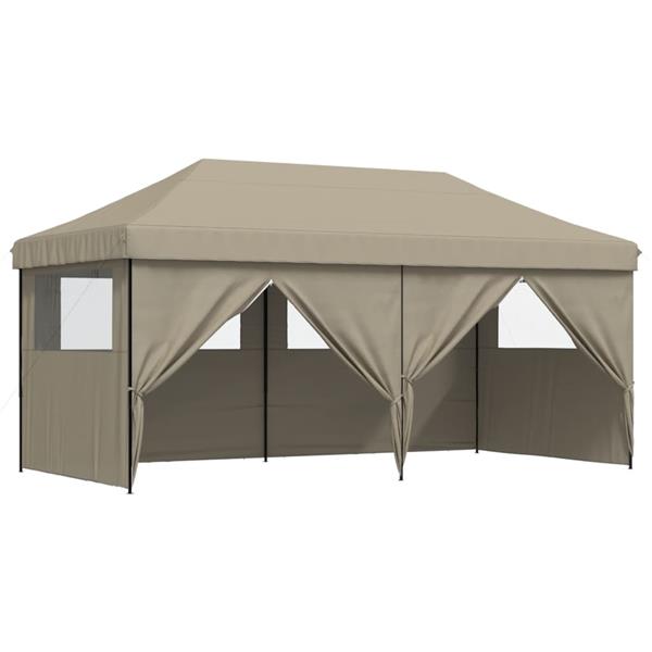 Grote foto vidaxl partytent inklapbaar pop up met 4 zijwanden taupe tuin en terras overige tuin en terras