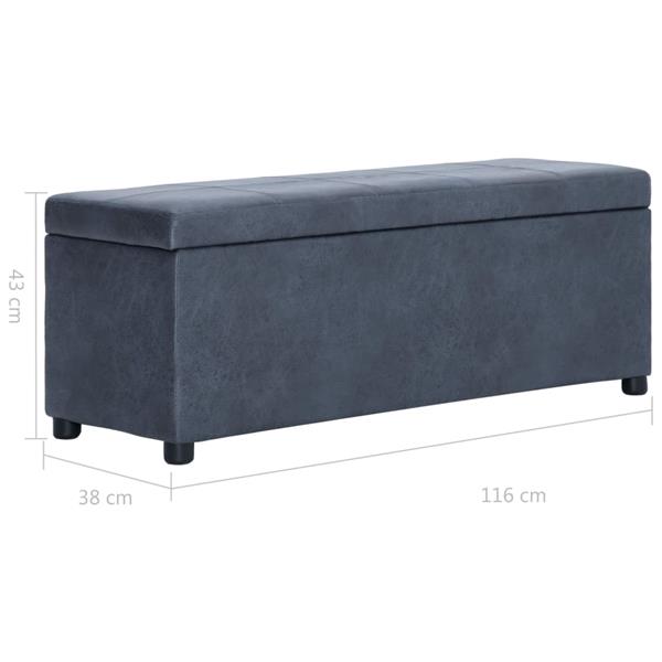 Grote foto vidaxl bankje met opbergvak 116 cm kunstsu de grijs huis en inrichting overige huis en inrichting