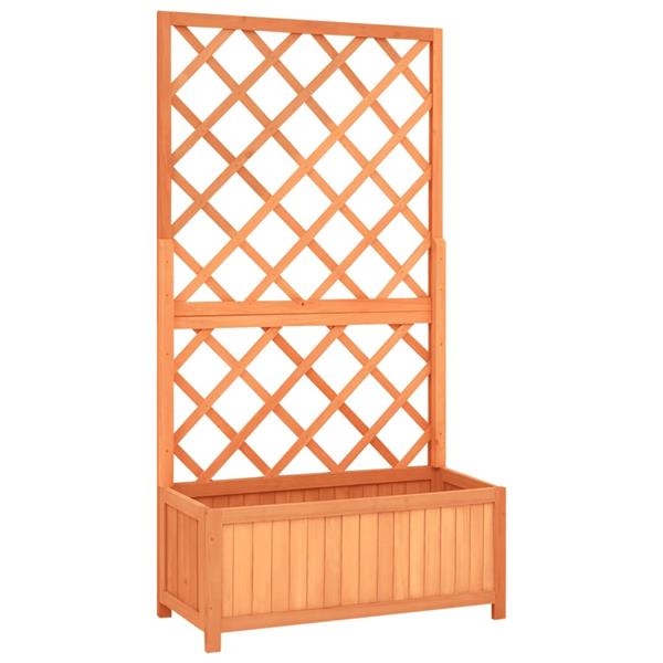 Grote foto vidaxl latwerkplantenbak 70x30x135 cm massief vurenhout bruin tuin en terras overige tuin en terras