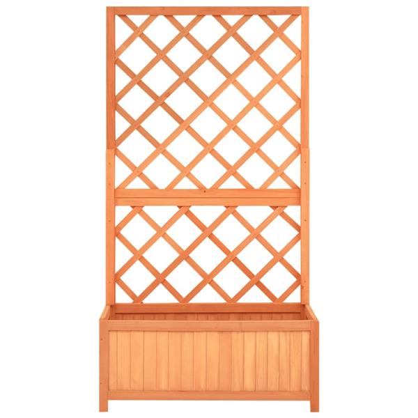 Grote foto vidaxl latwerkplantenbak 70x30x135 cm massief vurenhout bruin tuin en terras overige tuin en terras