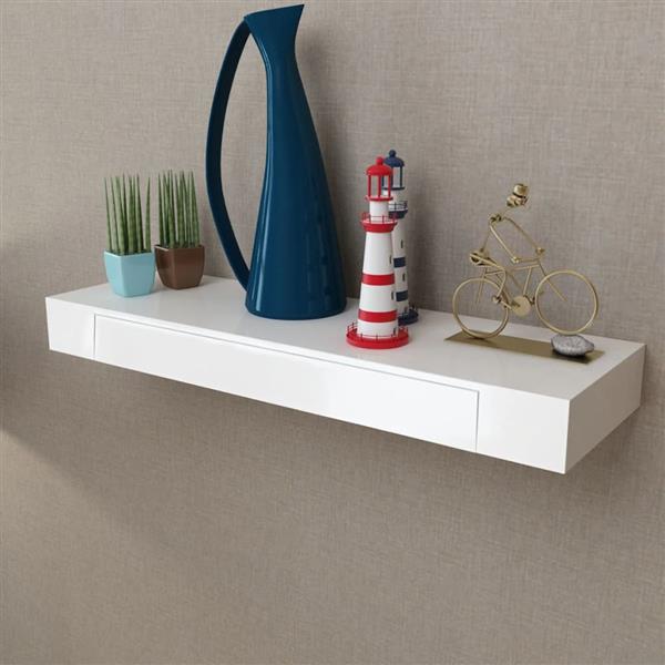 Grote foto vidaxl wandschap met lade zwevend mdf wit huis en inrichting woningdecoratie