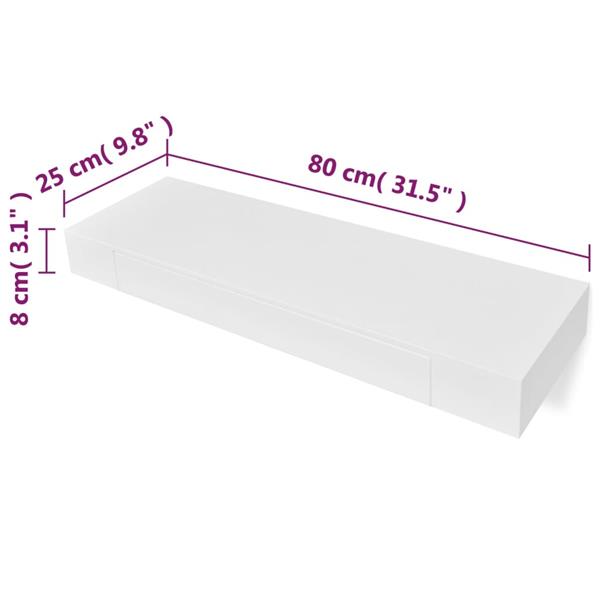 Grote foto vidaxl wandschap met lade zwevend mdf wit huis en inrichting woningdecoratie