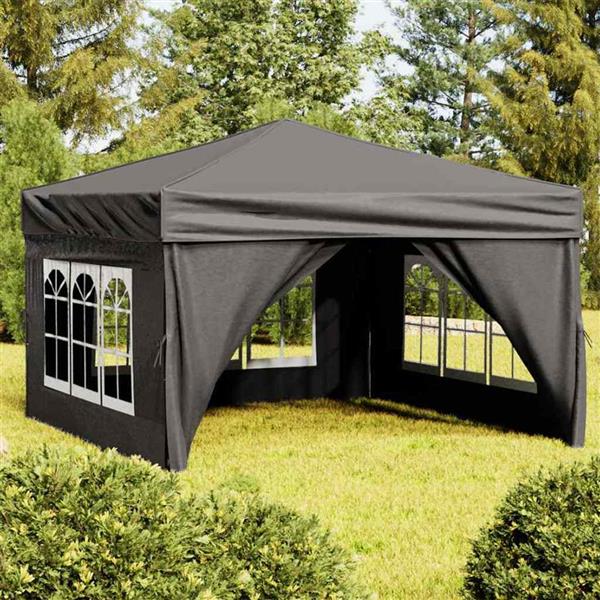 Grote foto vidaxl partytent inklapbaar met zijwanden 3x3 m antracietkleurig tuin en terras overige tuin en terras