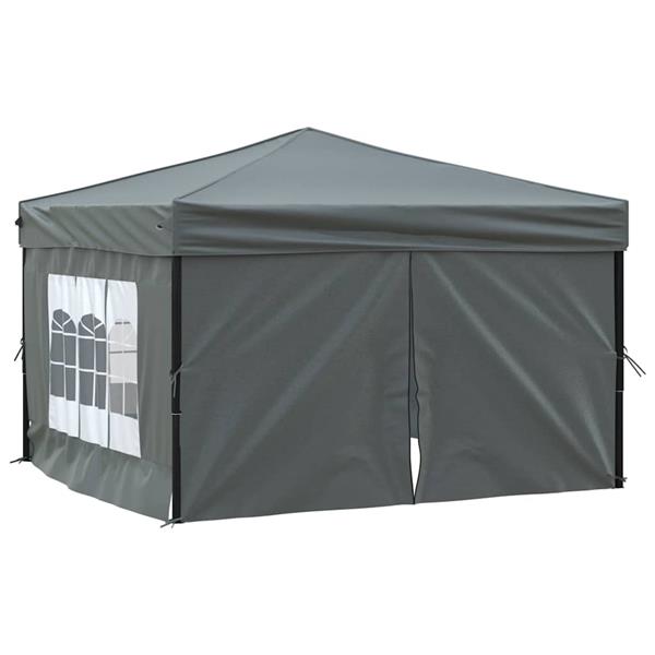 Grote foto vidaxl partytent inklapbaar met zijwanden 3x3 m antracietkleurig tuin en terras overige tuin en terras