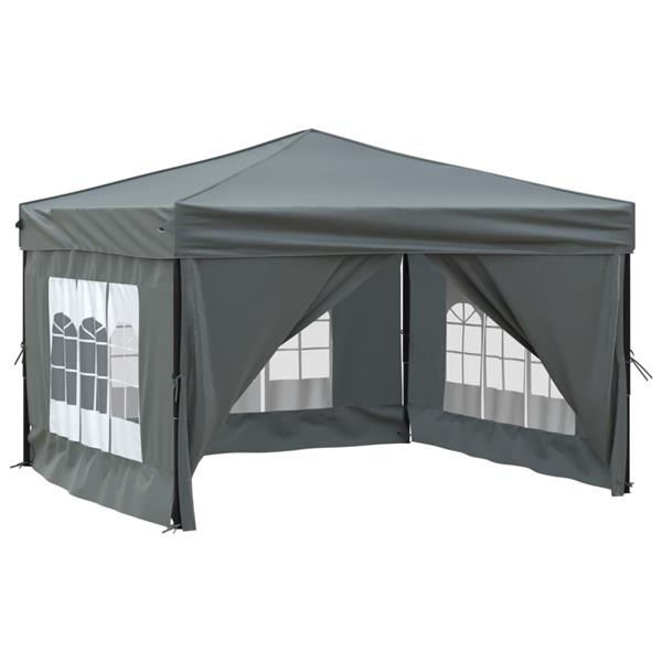 Grote foto vidaxl partytent inklapbaar met zijwanden 3x3 m antracietkleurig tuin en terras overige tuin en terras
