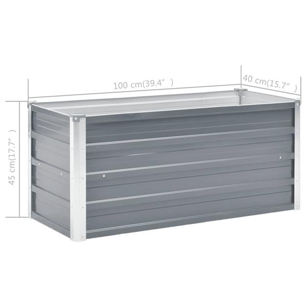 Grote foto vidaxl plantenbak verhoogd 100x40x45 cm gegalvaniseerd staal grijs tuin en terras overige tuin en terras