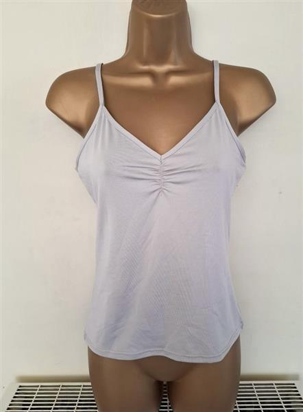 Grote foto topje met mooie v hals in zilver muisgrijs kleding dames tops