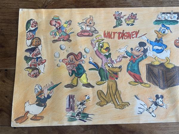 Grote foto tekening disney figuren 1952 verzamelen disney