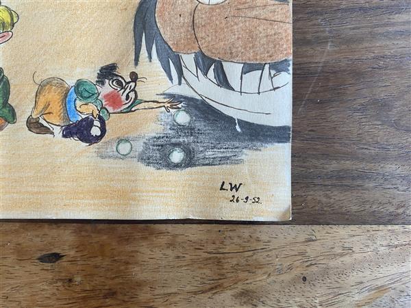 Grote foto tekening disney figuren 1952 verzamelen disney