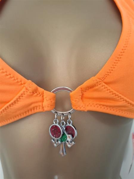 Grote foto oranje halter bikini met bedels medium en large kleding dames badmode en zwemkleding