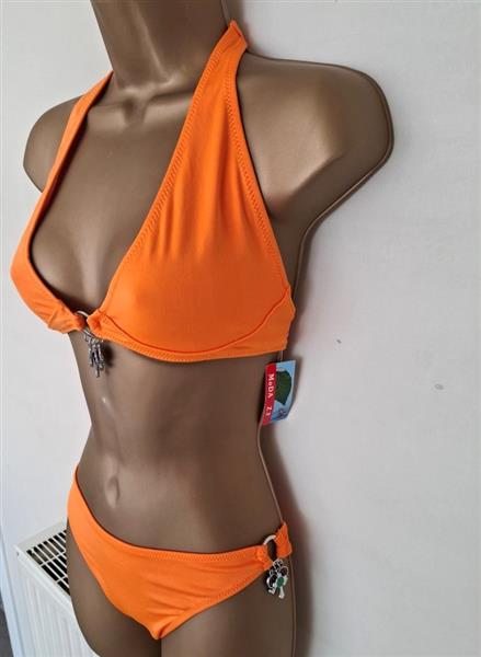 Grote foto oranje halter bikini met bedels medium en large kleding dames badmode en zwemkleding