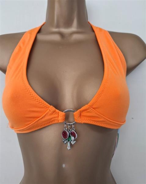 Grote foto oranje halter bikini met bedels medium en large kleding dames badmode en zwemkleding