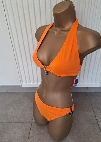 Grote foto oranje halter bikini met bedels medium en large kleding dames badmode en zwemkleding