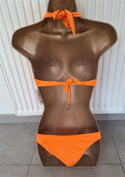 Grote foto oranje halter bikini met bedels medium en large kleding dames badmode en zwemkleding