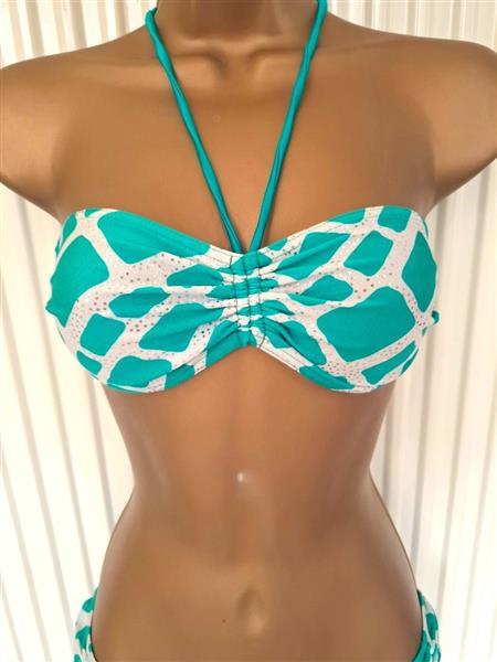 Grote foto vintage groene bandeau bikini met glitter kleding dames badmode en zwemkleding