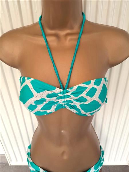 Grote foto vintage groene bandeau bikini met glitter kleding dames badmode en zwemkleding