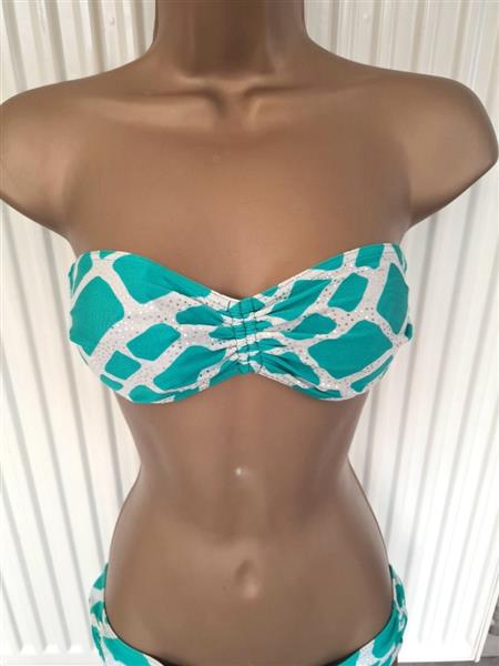 Grote foto vintage groene bandeau bikini met glitter kleding dames badmode en zwemkleding