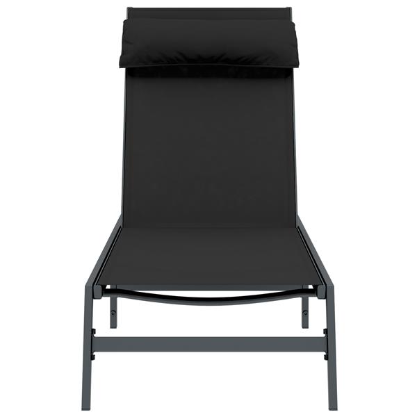 Grote foto vidaxl ligstoel 1 persoon zwart 197 x 54 x 86 cm staal en textilene tuin en terras tuinmeubelen