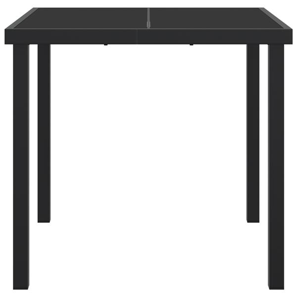 Grote foto vidaxl tuinstafel zwart 80 x 80 x 73 cm massief teakhout tuin en terras tuinmeubelen