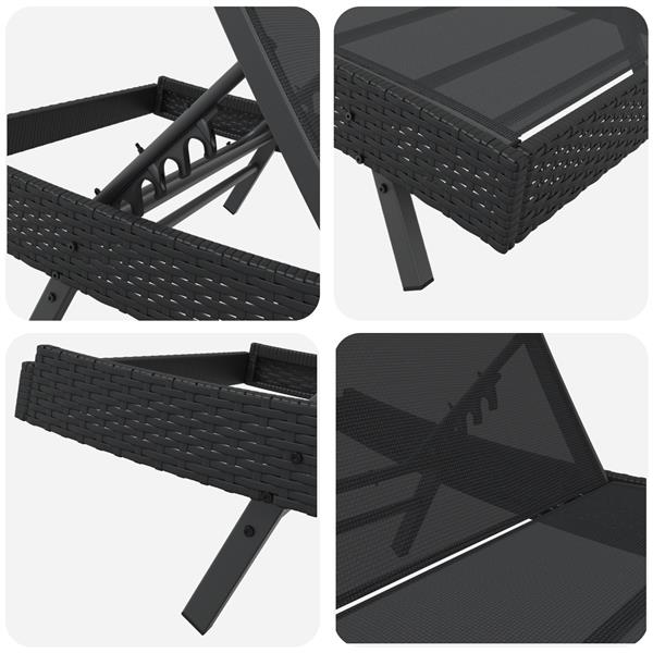 Grote foto vidaxl ligstoel 1 persoon zwart 70 x 197 x 82 cm poly rattan en metaal tuin en terras tuinmeubelen
