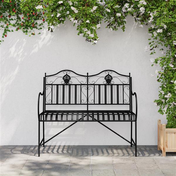 Grote foto vidaxl tuinbank zwart 104 x 54 x 93cm staal tuin en terras tuinmeubelen