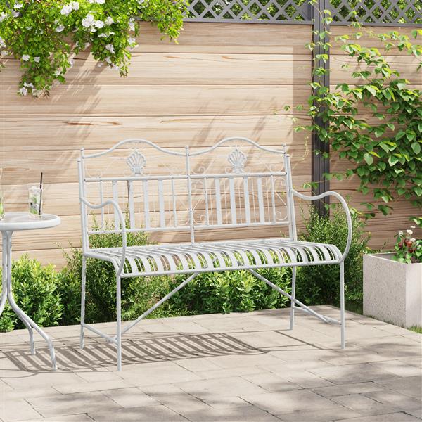 Grote foto vidaxl tuinbank wit 104 x 54 x 93cm staal tuin en terras tuinmeubelen