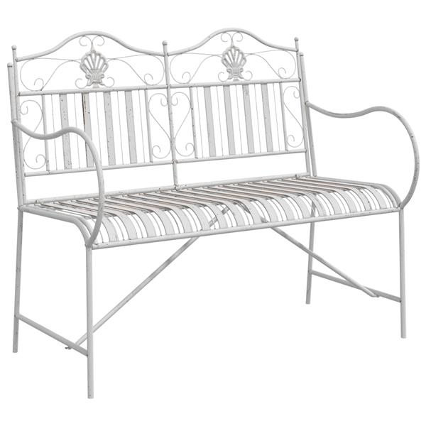 Grote foto vidaxl tuinbank wit 104 x 54 x 93cm staal tuin en terras tuinmeubelen
