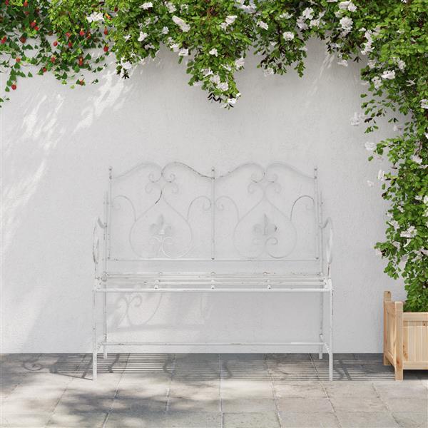 Grote foto vidaxl tuinbank wit 104 x 54 x 93cm staal tuin en terras tuinmeubelen