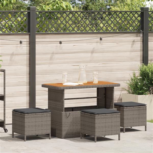 Grote foto vidaxl tuin eetset grijs poly riet tuin en terras tuinmeubelen