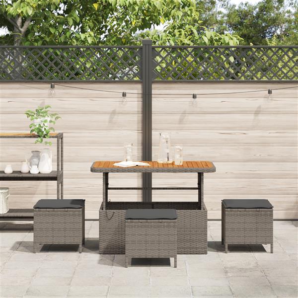 Grote foto vidaxl tuin eetset grijs poly riet tuin en terras tuinmeubelen