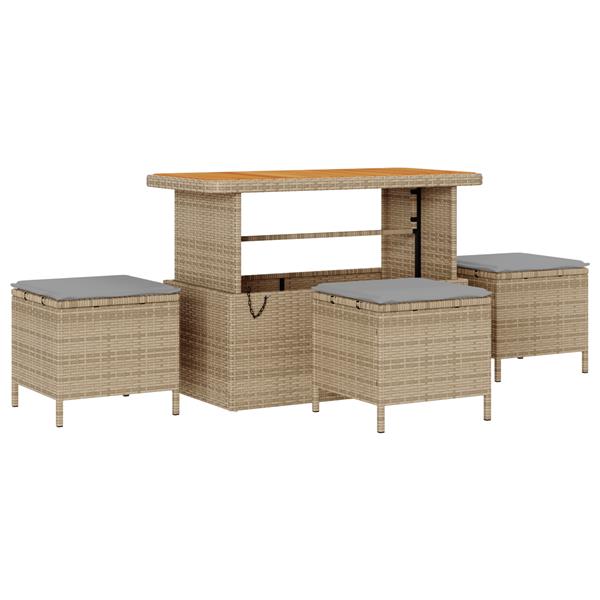 Grote foto vidaxl tuin eetset beige poly riet tuin en terras tuinmeubelen