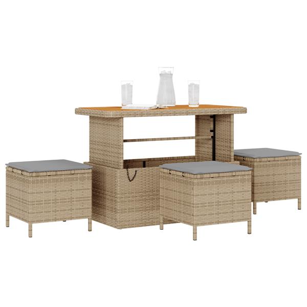 Grote foto vidaxl tuin eetset beige poly riet tuin en terras tuinmeubelen