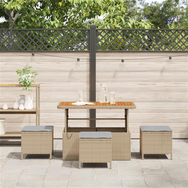Grote foto vidaxl tuin eetset beige poly riet tuin en terras tuinmeubelen